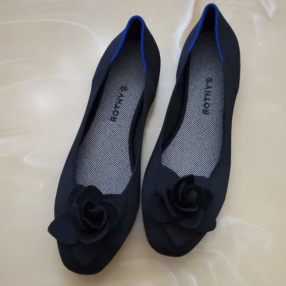 Rothy's The Petal Square Women's Slip On Flat in Black Size 12 - Picture 2 of 12